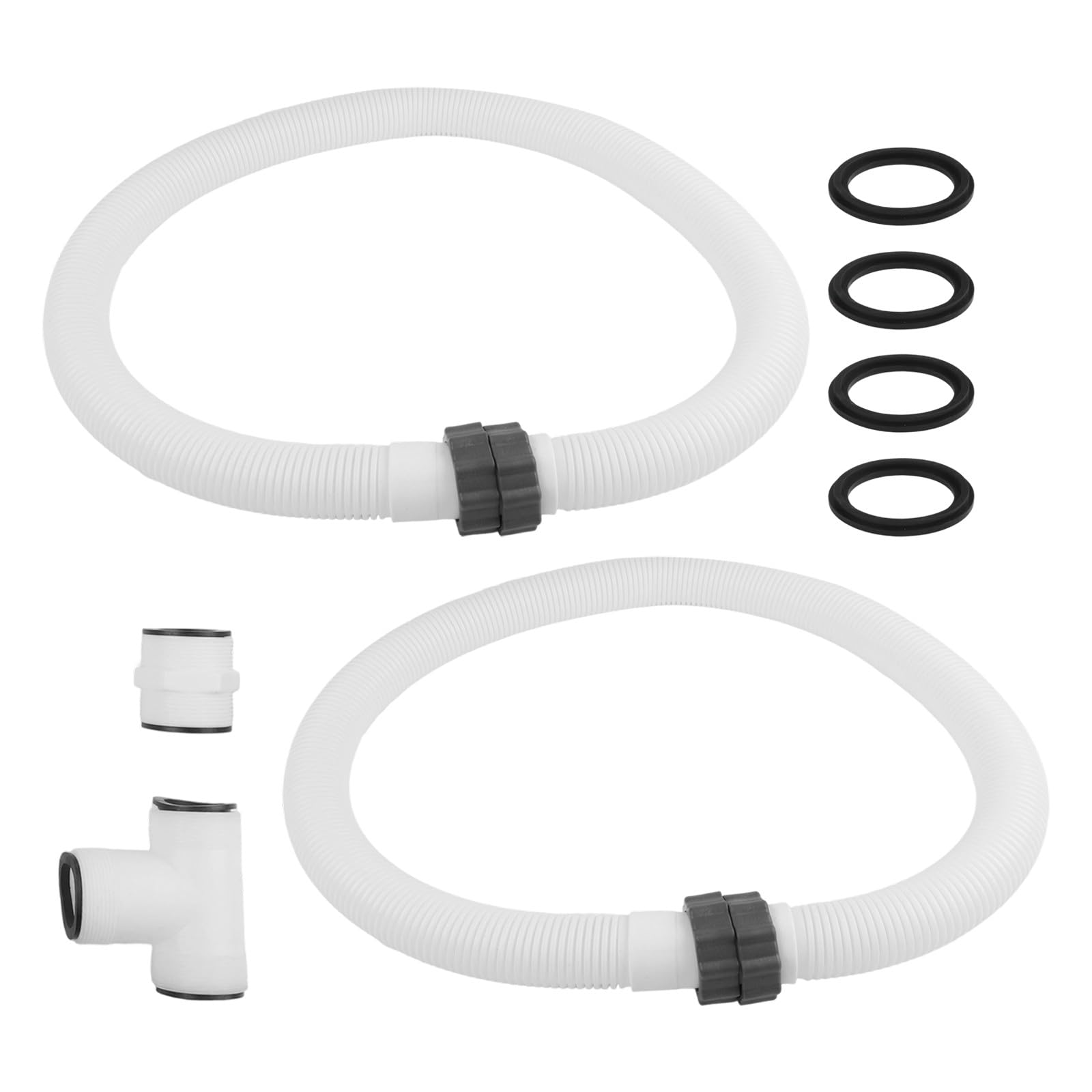FUBESK Kit adattatore per pompa filtro piscina per Intex e per piscine fuori terra Coleman, tubi di ricambio da 15 pollici con splitter a T e guarnizioni, set di tubi flessibili da 150 pollici