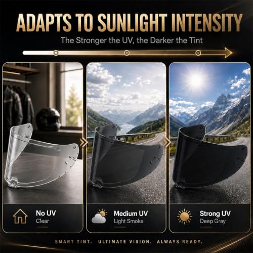 Image of PSLER Photochromic Shatterproof Helmet Visor for Strada 2 Strada 3 FF801