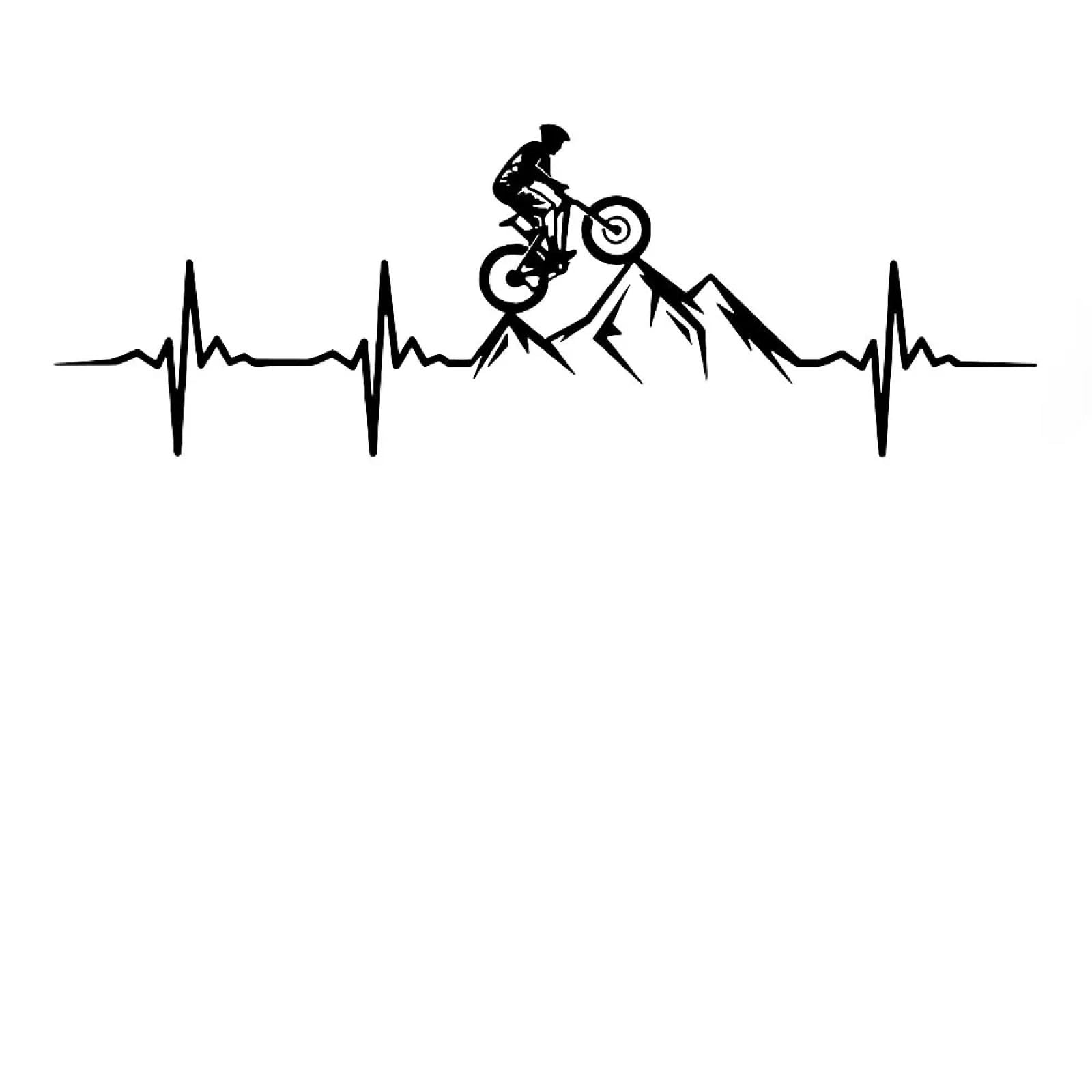 WEIMEIJIE Mountain Bike Heartbeat wall Sticker, Living Room Bedroom Art Decal, Mountain Bike Downhill Game Room wall Sticker