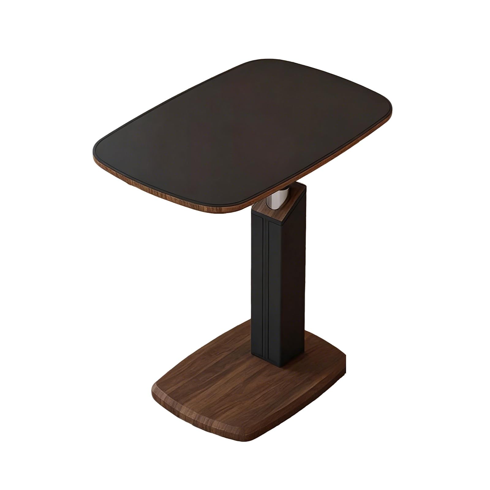 Tavolino per TV regolabile in altezza, vassoio da portata girevole a 360°, robusta base in legno, perfetto per divano, letto, piccolo, tavolo versatile per laptop (C)