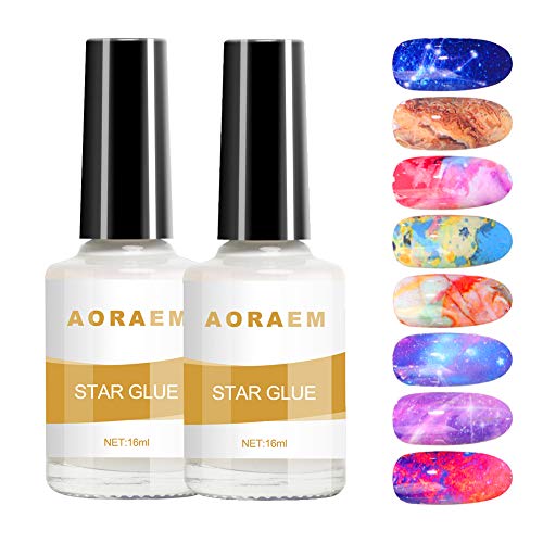 AORAEM Starry Sky Nail Foil Glue Gel for Foil Stickers Nail Transfer Tips Decorations Adhesive Foil Glue Manicure DIY 16ML for Nails(2Pcs)