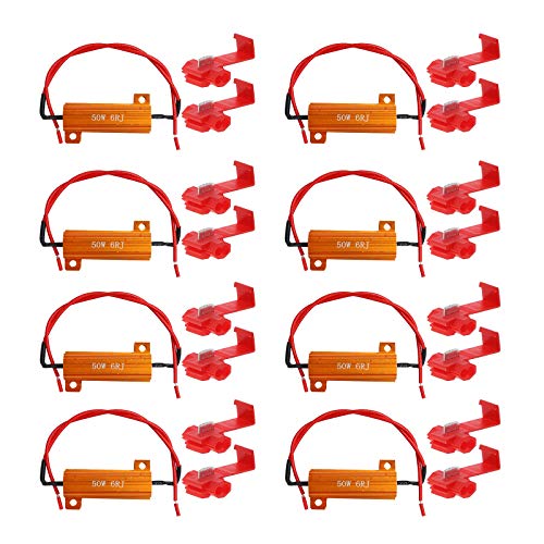 8-Pack 50W 6Ohm LED Load Resistors Automotive Replacement Resistors for Flickering LED Turn Signal Light & LED License Plate Lights & DRL