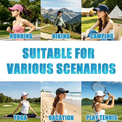 WXGKSA Womens Criss Cross Ponytail Baseball Cap, Adjustable High Messy Bun Sun Hat Quick Drying UV Protection Breathable Sport Cap for Outdoor Activities (US, Alpha, One Size, Black+Black) — view 6