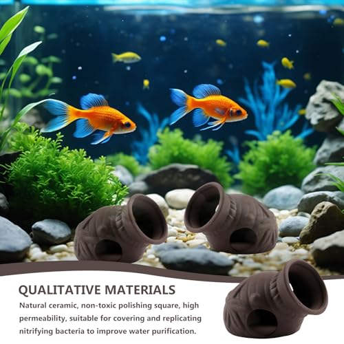 BAIFULAI Keramik Versteck, 3 Stück Aquarium Höhle,Fisch Tank Zubehör, Aquariendeko, Garnelenhöhle Fisch Zuhause, Fisch Garnelen Versteck, Keramik Ablaichhöhle für Aquarium Fisch Tank (DREI Löcher)