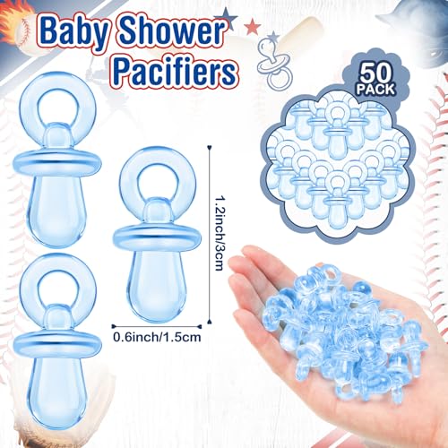 Image of Thyle 51 Pcs Baseball Pacifier Hunt Baby Shower Games a Little Slugger Is on the Way Decoration Include Baseball Theme Hunt Sign and Acrylic Pacifiers Gift Sets for Sports Gender Reveal Party Decor
