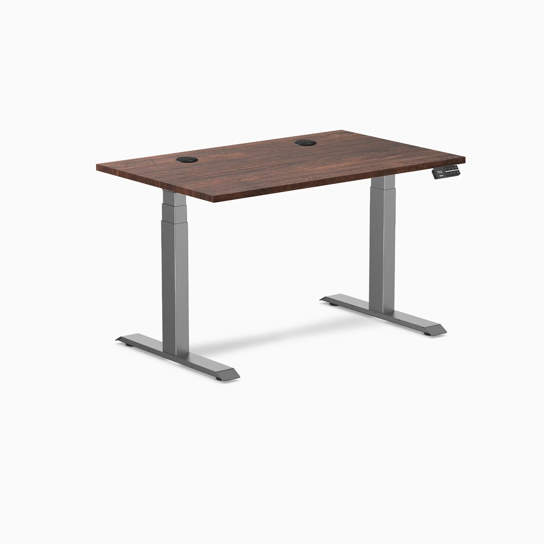 Desky Dual Softwood Sit Stand Desk American Pine 48" Grommets Space Gray