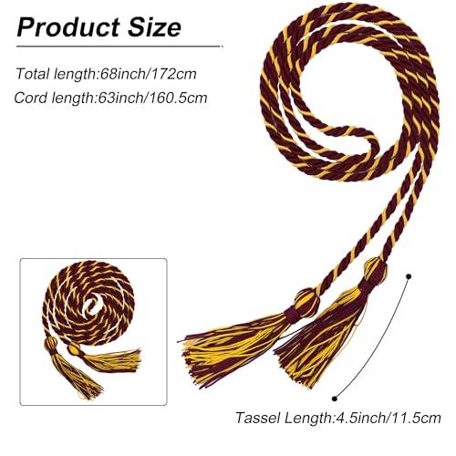 Image of GraduationMall Graduation Honor Cord 68 inch MaroonGold