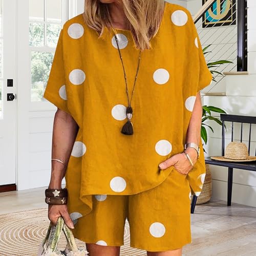 Linen Short Sets for Women 2 Piece Linen Outfits Linen Short Suits Summer Short Sleeve Linen Shirts Linen Shorts Sets2