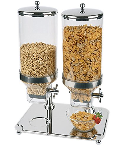 Dispenser professionale per cereali "CLASSIC DUO" in policarbonato, acciaio inossidabile 18/8 e silicone, 35 x 50 x 68 cm, contenuto: 2 x 8 l, Sun