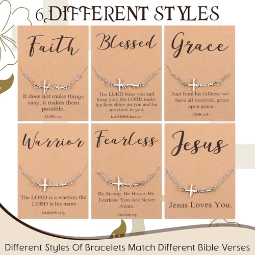 Quelay Faith Cross Bracelet Bulk Christian Gifts for Women Bracelet,Organza Bag,Bible Verse Card for Mother's Day Church4
