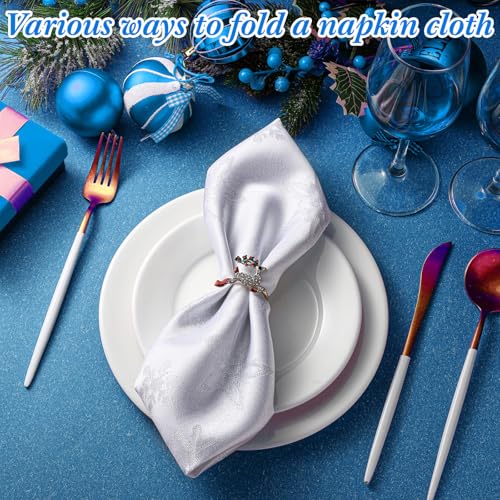 Set de 12 servilletas de tela navideñas 46x46 cm blancas miniatura 5