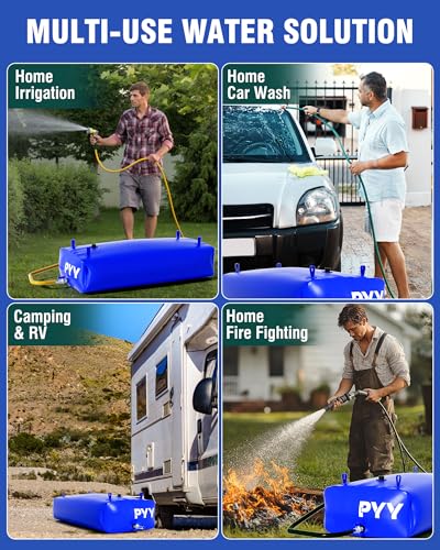 Image of PYY Water Storage Bladder - Foldable Portable Water Bladder Tank with Spigot Large Water Bob Bathtub Emergency Water Bladders for Outdoor RV Car Camping Overflow Kit Blue