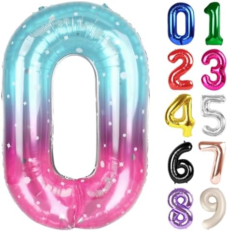 0 Balloon - Starry Sky Birthday Number Balloons, 40 Inch Party Decorations image 4