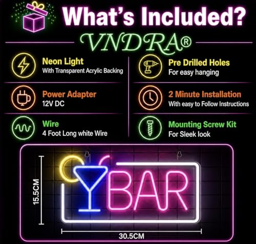 Image of VNDRA Neon Sign Premium Acrylic & Bar decoration Led Signs, Neon Bar Signs for Home, Pub, Party Wall Decor & Home Restaurants LED, shops club. (PURPLE)
