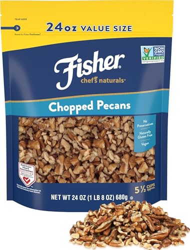 Image of Fisher Unsalted Raw Chopped Pecans, 24 oz, Non-GMO Vegan Baking Nut Pieces