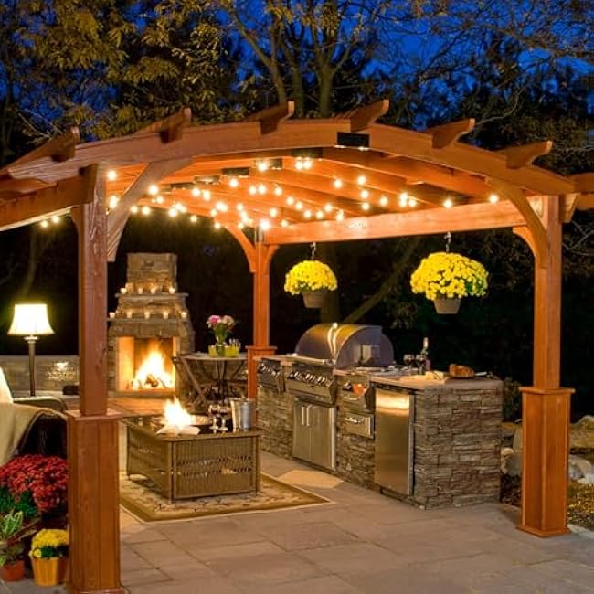 Outdoor String Light 12FT Spherical G50 Drop-Proof Waterproof Transparent lampshade Warm White Light Suitable for Garden Party Terrace Outdoor Courtyard Light String