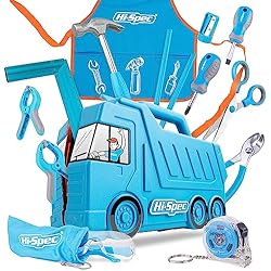 Maletin Metalico Infantil Hi-Spec Maletin de Herramientas Reales para Niños y Principiantes, Juego de Herramientas Construccion con Maletin de Camion. para Carpinteria y Trabajos en Madera. Regalo y Juguete Educativo Ideal