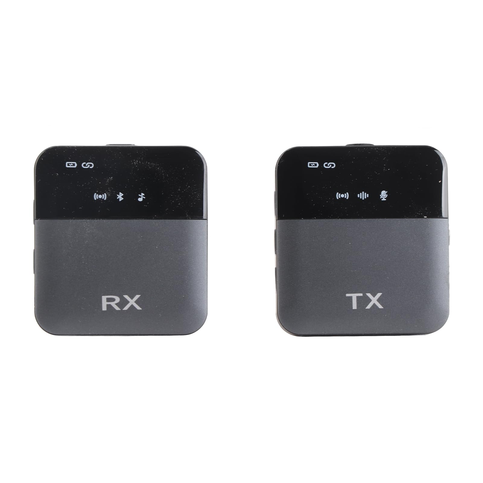 Dpofirs 2.4G Wireless Microphone System, with 2 Transmitters and Receiver, Omnidirectional Clip on Condenser Mics, 30–60m Range, Real Time Monitor, for Smartphone Camera Vlog (one-trigger-one)