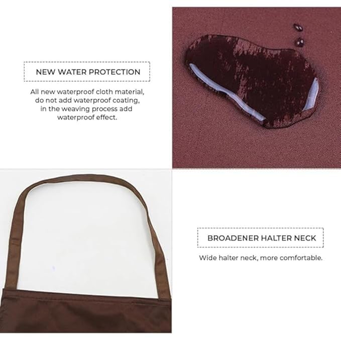 Image of Kitchen Apron for Women with Big Front Pocket Hand-Wiping Waterproof Apron for Kitchen Unique Design Kitchen Accessories items for Home Cooking