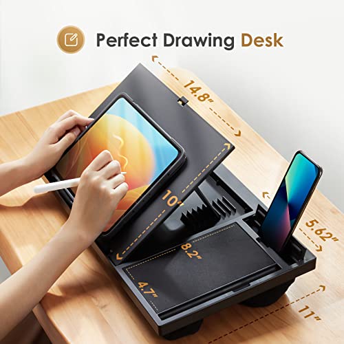 Loryergo Laptop Lap Desk, Large Lap Desk With Cushion, 8 Angle Adjustable, Lap Desk For Laptop 17 Inches W/Mouse Pad & Cellphone Slot, Laptop Stand For Bed & Couch, Laptop Riser For Home & Office #TOP4