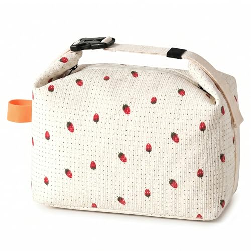 FYting KüHltasche Klein,Lunchtasche Damen Cord 7L,Arbeit Schule(Erdbeeren)