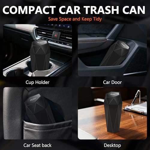 Image of Car Trash Can with Lid - 2-Pack, Interior Accessories for Vehicles, Leakproof Garbage Can with 30 Detachable Trash Bags, Multipurpose Organizers and Storage Solutions for Home and Office