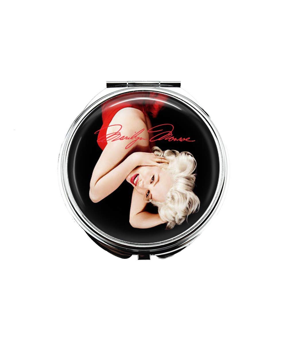 Crafting Mania LLC. Portable Makeup Compact Double Magnifying Mirror Cosmetic Foldable Pocket Style Mother of Pearl Unique Marilyn Monroe Design