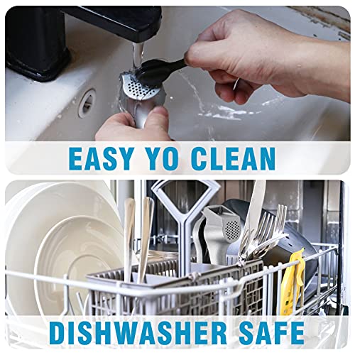 Garlic Press, Garlic Mincer Easy-Squeeze Ergonomic Handle, Rust Proof, No Need To Peel, Professional Ginger Press & Garlic Crusher With Handy Cleaning Brush- Dishwasher Safe #TOP4