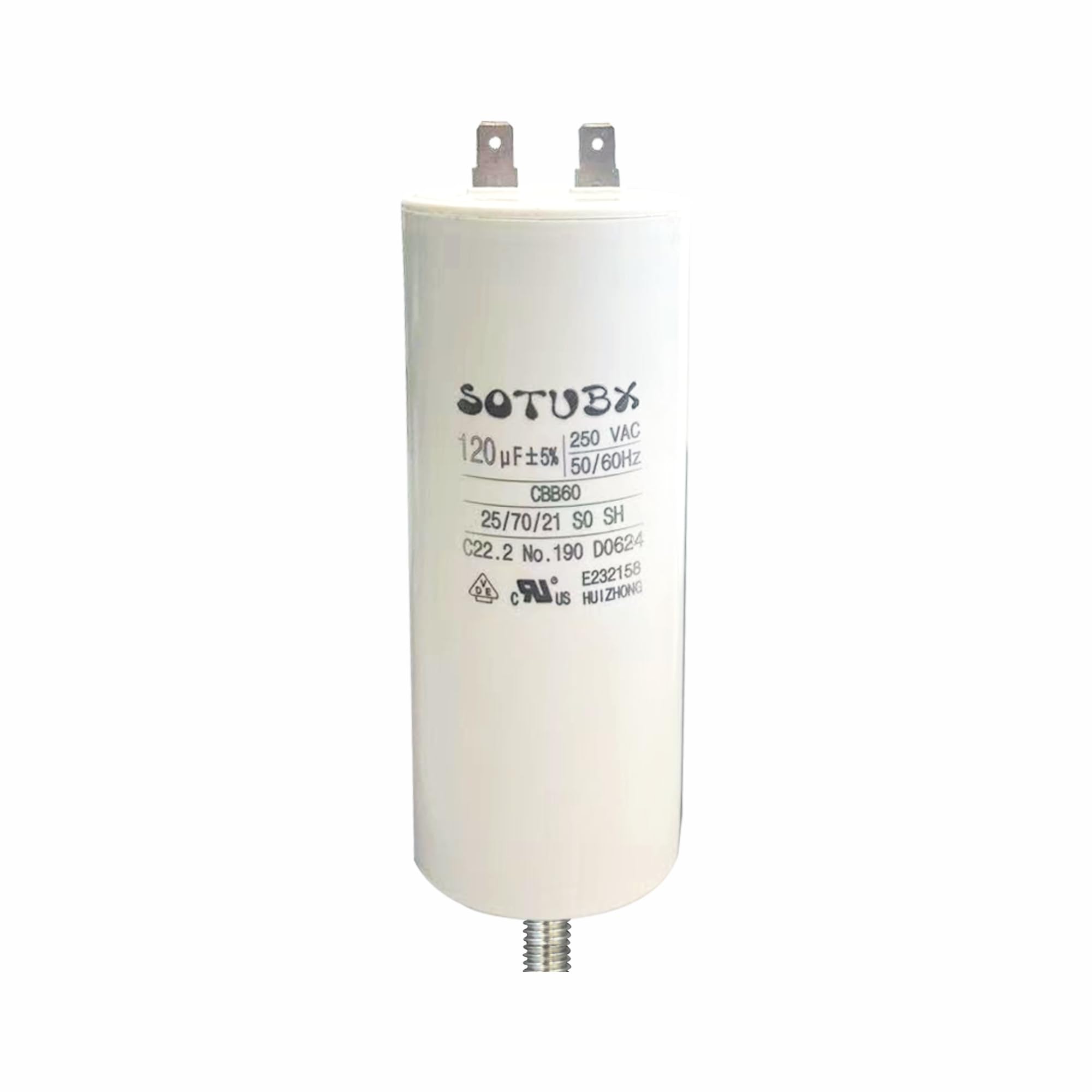 Sotubx 120uf CBB60 250 Volt Round Capacitor Replacement Part -Start-up of AC Motors 50/60Hz - 120MFD 250VAC Run Start Round A/C Capacitor Air
