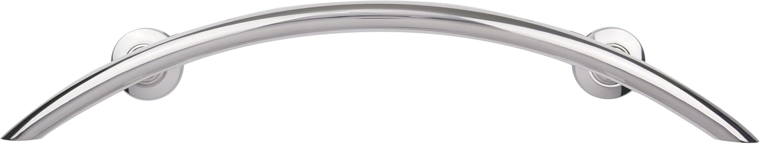 30" Designer Crescent Curved Bathroom Shower Grab Bar, Polished Finish
