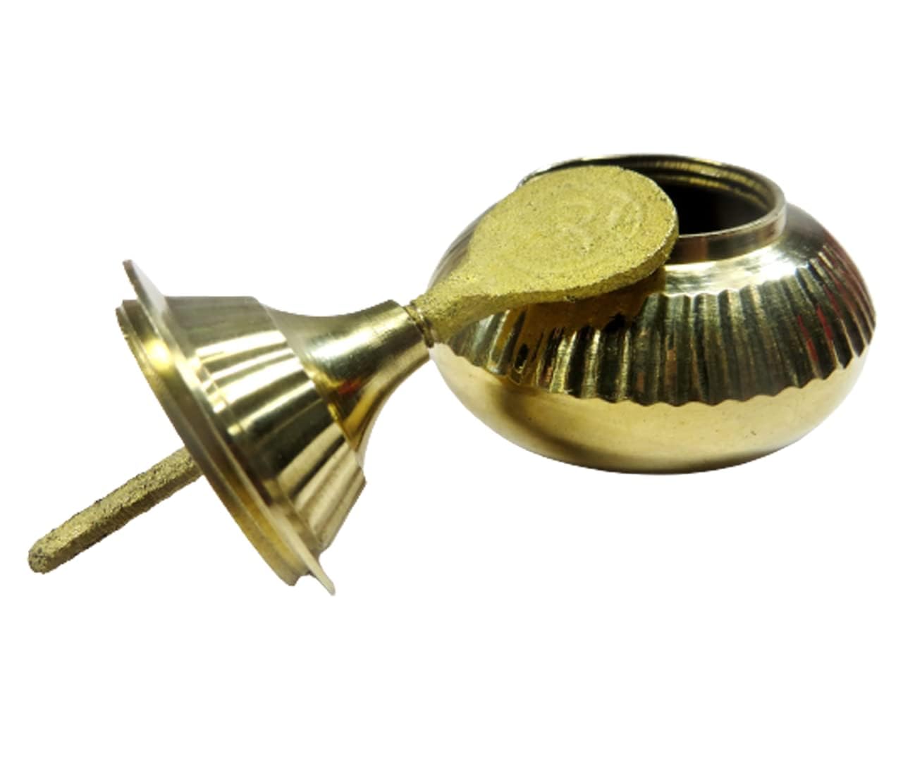 Generic Metal Sindoor Dani Kumkum Box Ultra-Light Handmade Sindur Kumkum Vermillion Box Dani Farua with Stick (Combo Pack) Color:- Golden Size -3 Inch