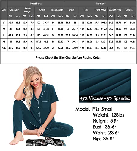 Image of SWOMOG Women Pajama Sets Two-Piece Nightwear Short Sleeve Sleepwear Button Down Pj Lounge Sets with Long Pants