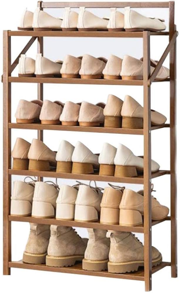 棚 シューズラック 下駄箱 靴棚 靴箱 シューズボックス 組み立て不要 多機能 省スペース スリム おしゃれ 大容量 玄関に靴を効率収納 靴入れ 玄関収納 靴収納 収納棚 小物収納 玄関 廊下 (6段50cm-ブラウン)