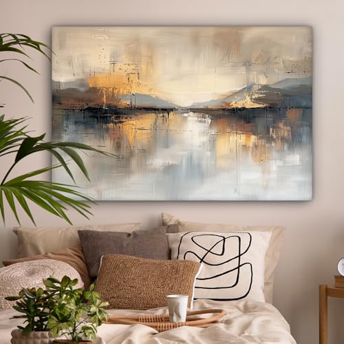 MuchoWow© Cuadros Decoracion Salon Modernos 120x80 cm para Dormitorios Cuadro Decorativos de Salon Lienzos Decorativo Pictures for Living Room Decorarivos Arte - Acuarela - Gris - Abstracto - imagen 2