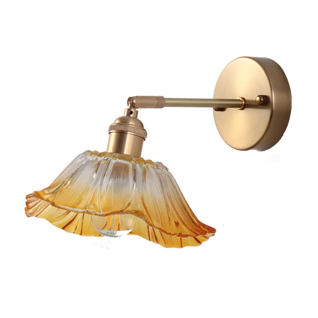 HPTHLY Wall Sconces Glass Lampshade Creative Industrial Wall Lights Adjustable Arm E27 Creative Brass Wall Lamps For Bedroom Living Room Kitchen Bathroom