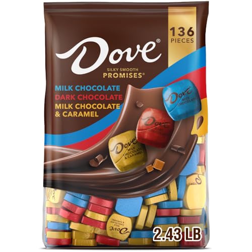 DOVE PROMISES Milk Chocolate, Dark Chocolate & Caramel Chocolate Mother's Day Candy Variety Bag, 38.9 Oz, 136 Count Bulk Bag