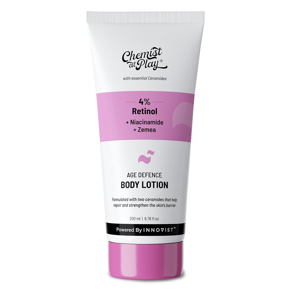 Chemist at Play Anti-Aging Body Lotion with 4% Retinol, Niacinamide & Zemea | Skin Brightening Lotion | Body Lotion for Dry & Oily Skin | Fights Visible Signs Of Aging | Nourshes Skin 7 fl oz.