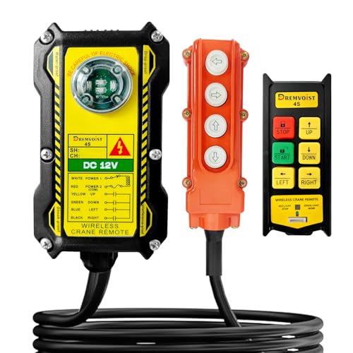 2 in 1 Crane Remote Control, 12V Wireless Crane Dump Trailer Controller, Industrial Hoist Truck Crane Switch Control Station, Up-Down-Left-Right, 4 Direction ﻿