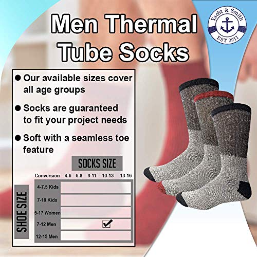 Image of Yacht & Smith Thermal Boot Crew And Tube Socks, Unisex Bulk Cold Resistant Weather Socks