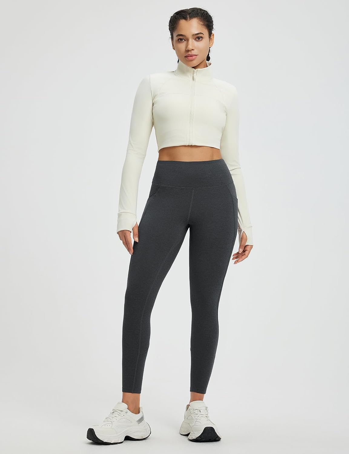 baleaf Womens 25" Petite Fleece Lined Leggings High Waisted Warm Thermal Winter with Pockets Snow Pants - Image 3