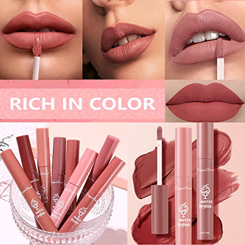 3Pcs Nude Matte Lipstick Set, Long-Lasting Waterproof Lipsticks Non-Stick Cup Not Fade Lip Gloss, Smooth Crayon Lip Stain Set Lip Makeup Liquid Lipstick For Women (Set B) #TOP4