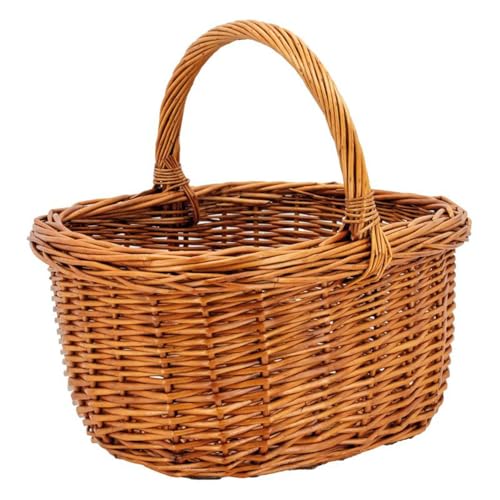 AUBRY GASPARD - Panier Rectangulaire en Osier Buff - Coloris Caramel - Dimensions 38 x 30 x 20-33 cm - Grande Anse Renforcée - Fabrication Artisanale - Idéal...