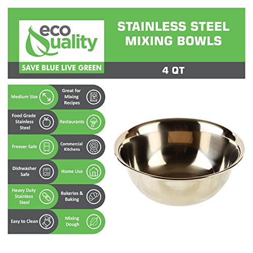 EcoQuality Juego de 12 Tazones de Mezcla de Acero Inoxidable 4 Quart miniatura 2