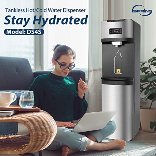 iSpring DS4S Bottleless Water Dispenser, Self Cleaning, Hot, Cold, and Room Temperature Settings, Stainless Steel, Free-Standing Filtered Water Cooler Dispenser with Built-in 4-Stage Filtration System by iSpring - Image 4