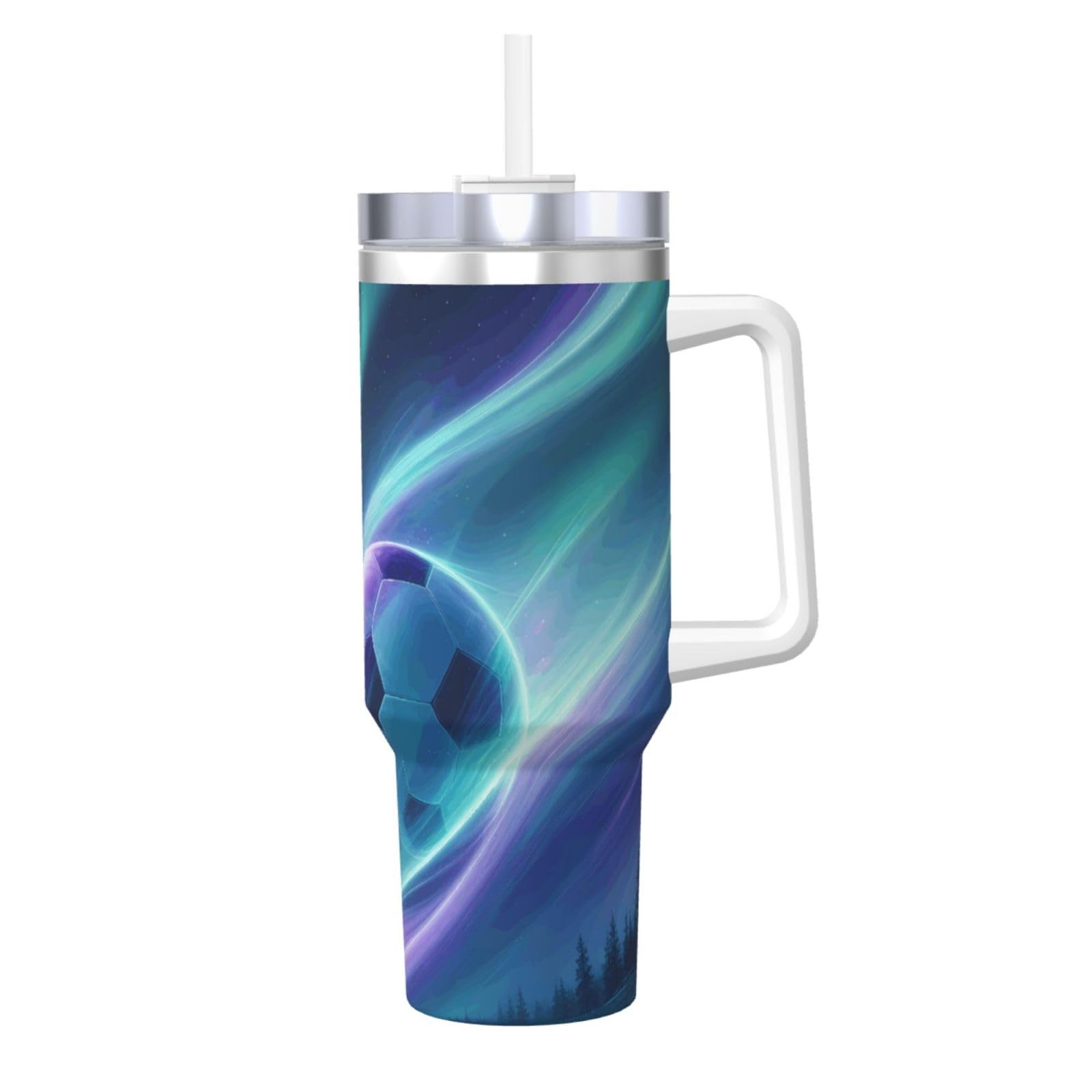 Vaso aislado de fútbol Aurora Glow de 40oz que mantiene tu bebida fría