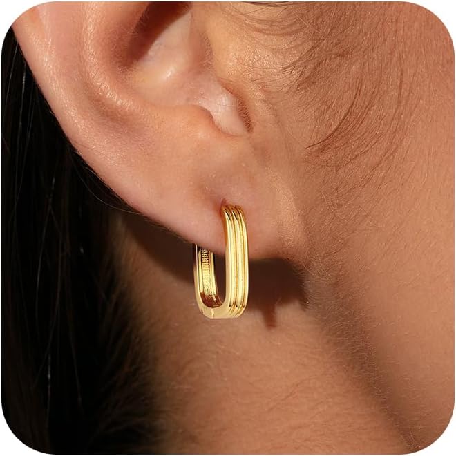 Small Gold Hoop Earrings For Women Hypoallergenic Trendy Gold Huggie Hoop Earrings For Women,Chunky Gold Earrings For Jewelry Gifts