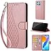 for Honor 70 Lite/Honor X6/Honor X8 5G Case, Embossed Premium PU Leather Folio Flip Notebook Wallet Cover Compatible with Honor 70 Lite Phone Case [Kickstand][Card Slots], Rose Gold