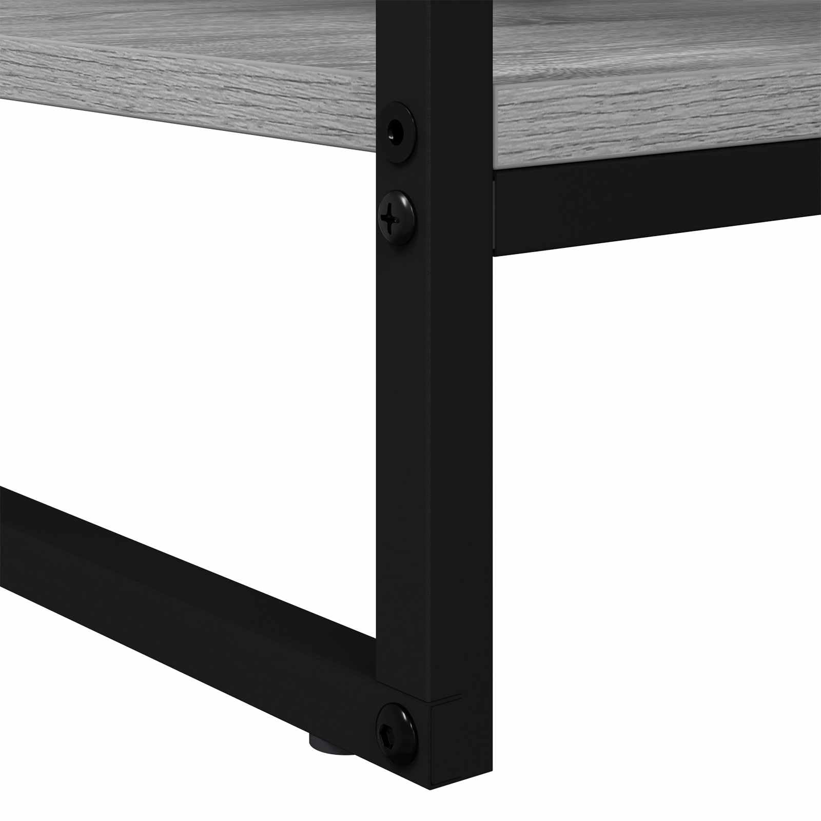 Couchtisch Graues Sonoma Holzwerkstoff 80 x 50 x 40 cm mit Ablagefach und Stahlbeinen moderner Wohnzimmertisch für Sofa Lounge mit Stauraum und Ablagefach