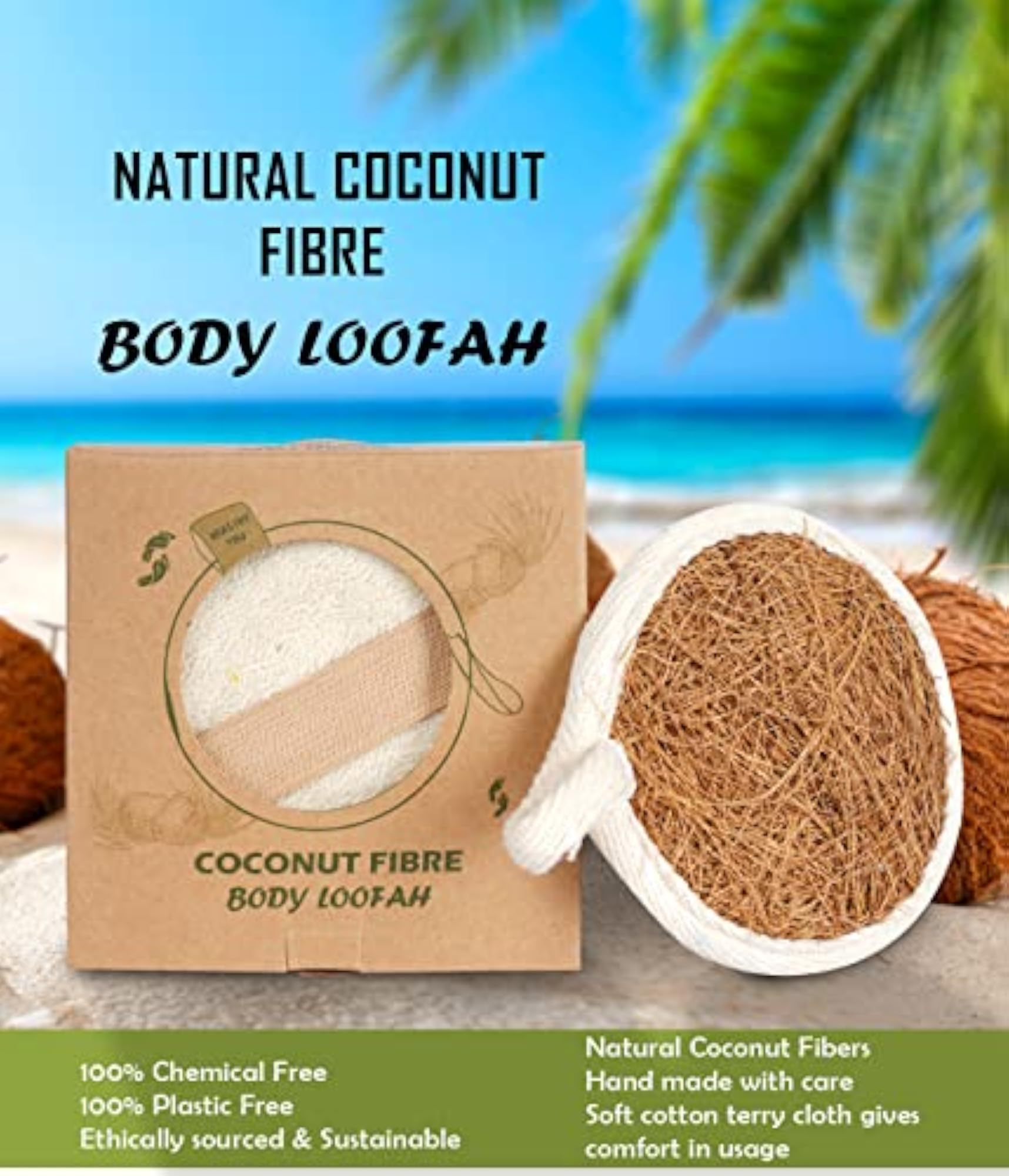 Natural Coconut Fibre Bath Loofah Sponge for Shower