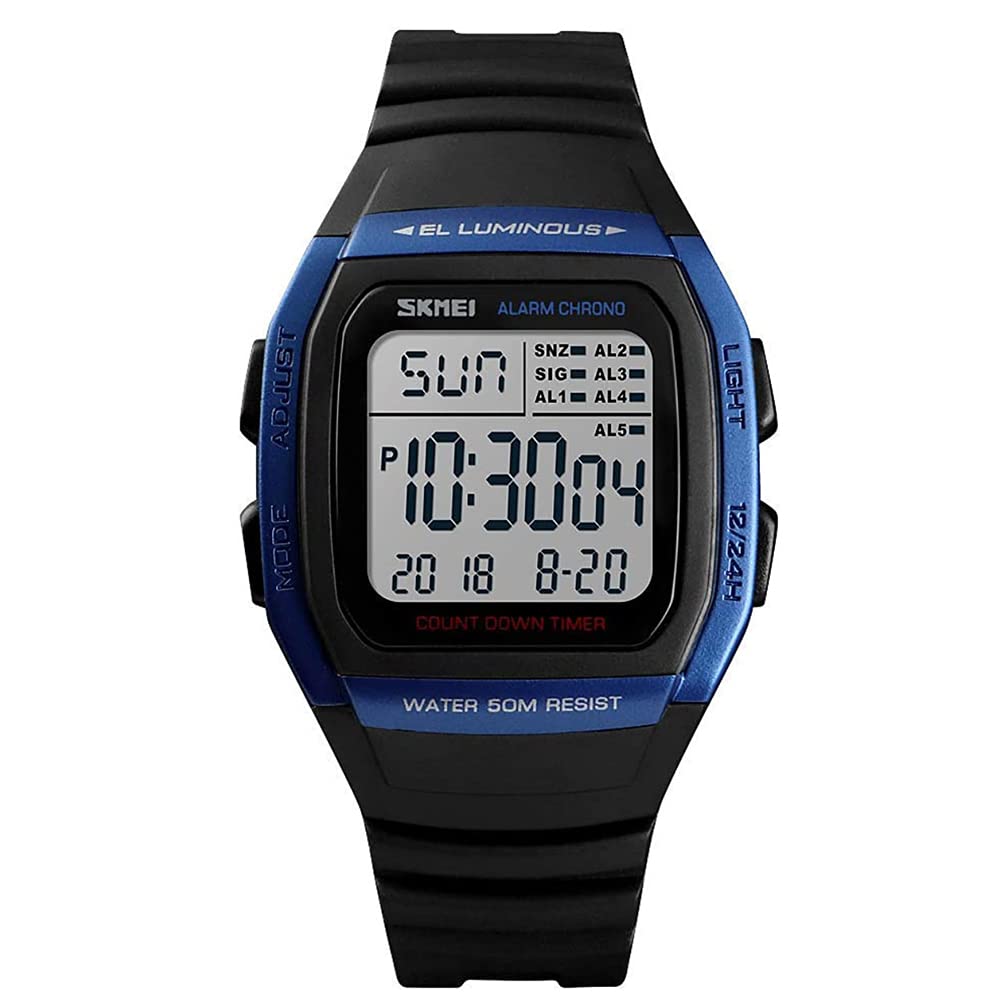 DHNQKJMen's Square Digital Watch Classic Multi-Function Waterproof Stopwatch Countdown Alarm Watch for Men With Gift box Gift For Men BY DHNQ